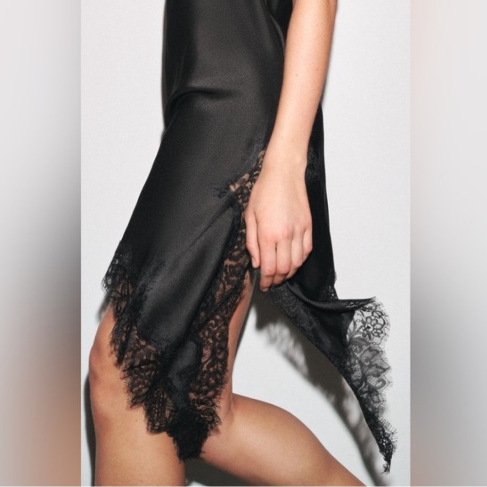 Zara NWT asymmetric lace dress black 5919/200 - Picture 12 of 16